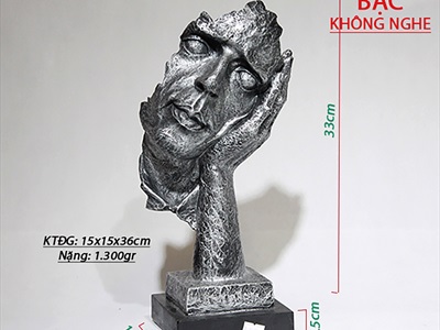 Tượng đầu người nghệ thuật Không thấy - Không nghe - Không nói [Lẻ từng cái - 2 màu] TUONGNGUOI-01